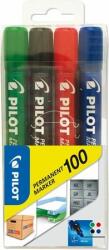 Pilot Alkoholos marker, 1 mm, kúpos, PILOT "Permanent Marker 100", 4 szín (4 db)