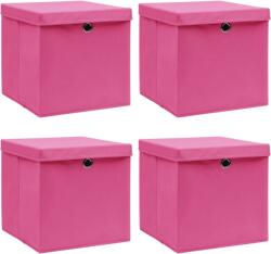 vidaXL Cutii depozitare cu capace, 4 buc. , roz, 32x32x32 cm, textil (288346)