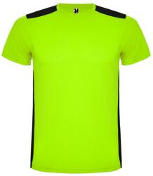 Roly Tricou copii, poliester 100%, Roly Detroit, Punch Lime/Black (CA665223502)