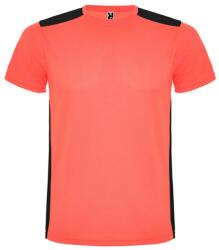 Roly Tricou copii, poliester 100%, Roly Detroit, Fluor Coral/Black (CA665223402)