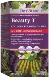 GNC ResVitale Beauty 3, Formula pentru Par, Piele si Unghii cu Colagen, Keratina si Elastina, 90 cps, GNC