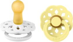 BIBS - Set 2 suzete Boheme Latex, tetina rotunda, 6 luni +-White/Sunshine