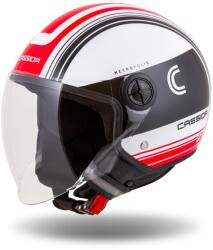 Cassida Cască de motocicletă Cassida Handy Metropolis Black-White-Red Open Moto Helmet (AIM140-1732)