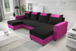  Veneti SANVI kinyitható U-alakú ülőgarnitúra - rózsaszín / fekete