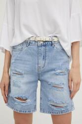 Answear Lab pantaloni scurti jeans femei, neted, high waist BBYX-SZD040_55X