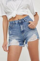 Answear Lab pantaloni scurti jeans femei, cu imprimeu, high waist BMYX-SZD01O_55X