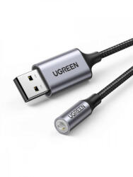 UGREEN CM477 Audió adapter, USB 3, 5 mm-es mini jack 3, 5 mm-es AUX csatlakozó (szürke) (30757) - mione