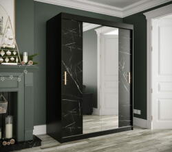  Veneti MAREILLE 2 tolóajtós szekrény - 150 cm széles, fekete / fekete márvány