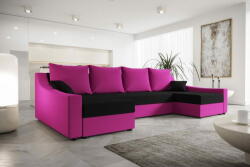  Veneti OMNIA elegáns U-alakú ülőgarnitúra - rózsaszín / fekete