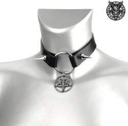 Leather & Steel Fashion Chocker INVERTED CROSS SPIKES- LSF9 83