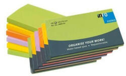  Jegyzettömb öntapadó, 75x125mm, 6x100lap, Info Notes, spring, zöld, sárga, narancs, lila