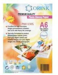 Orink Fotópapír Pp A6, S 230g. 20lap fényes Orink (P661230S20) - bolt