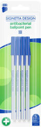  Golyóstoll 0, 7mm, kupakos antibakteriális 4-es klt Ico Signetta, írásszín kék