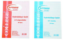 Fortuna Gyűrűskönyv betét FORTUNA A/5 50 lapos 2 lyukú kockás (FO00012)