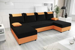 Veneti SANVI U-alakú ülőgarnitúra - fekete / narancssárga