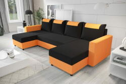 Veneti SANVI kinyitható U-alakú ülőgarnitúra - narancssárga / fekete