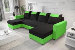 Veneti SANVI kinyitható U-alakú ülőgarnitúra - zöld / fekete