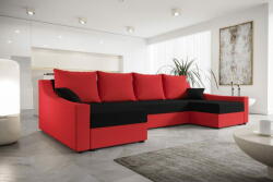  Veneti OMNIA elegáns U-alakú ülőgarnitúra - piros / fekete