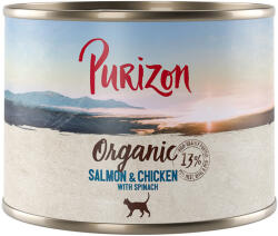 Purizon 12x200g Purizon Organic Lazac, csirke & spenót nedves macskatáp