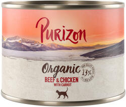 Purizon 12x200g Purizon Organic Marha, csirke & sárgarépa nedves macskatáp