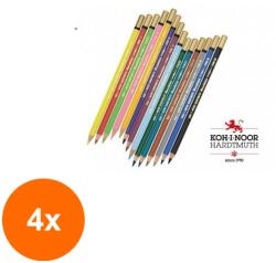 KOH-I-NOOR Set 4 x Creion Colorat Aquarell, Individual, Roz Amarant (HOK-4xKH-K3720-353)