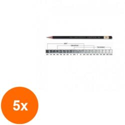 KOH-I-NOOR Set 5 x Creion Tehnic, Tarie H, 2 x 7 x 175 mm, Toison D'or (HOK-5xKH-K1900-H)