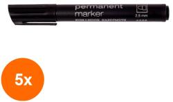 KOH-I-NOOR Set 5 x Marker Permanent Gros, Negru, Varf 2.5 mm (HOK-5xKH-K4005-38N)