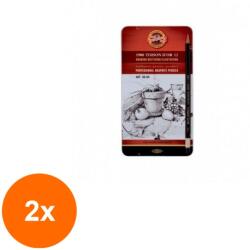 KOH-I-NOOR Set 2 x Creioane Grafit Toison D'Oor, Tip Arta 8B-2H, 12 Bucati (HOK-2xKH-K1912-12)