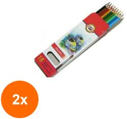KOH-I-NOOR Set 2 x Creioane Colorate Aquarell, Colectie Pesti, 24 Culori (HOK-2xKH-K3718-24P)