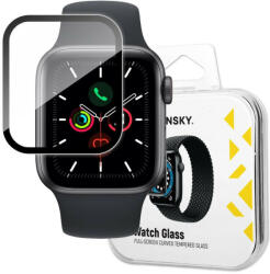 Wozinsky Apple Watch 4/5/6/SE (44mm) Hybrid Glass teljes kijelzős edzett üvegfólia (tempered glass), 9H keménységű, fekete - planetgsm