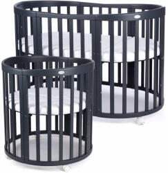  MENTY gyerek növekvő ovális kiságy 7az1-ben matraccal - sötétszürke (WL83585)