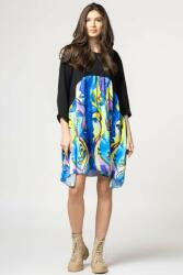 70 Degrees Rochie trendy cu imprimeu chipuri predominant albastru electric, din bumbac Talie unica
