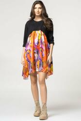 70 Degrees Rochie trendy cu imprimeu chipuri predominant portocaliu, din bumbac Talie unica