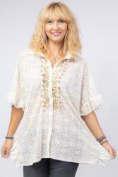 SHOPIKA Bluza bej eleganta din dantela cu aplicatie aurie S/M