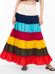 Shopika Fusta lunga cu volane colorate, din bumbac Talie unica