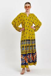 Vale Woman Rochie camasa cu imprimeu, pe fond mustar, din vascoza Multicolor Talie unica