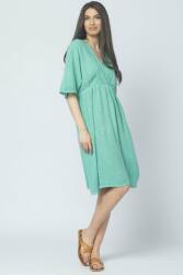 SHOPIKA Rochie de vara din in si bumbac, cu bust petrecut, verde Talie unica