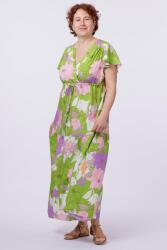 SHOPIKA Rochie cu bust petrecut si imprimeu floral pe fond verde S/M
