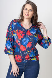 SHOPIKA Bluza din vascoza cu imprimeu floral Bleumarin/multicolor Talie unica