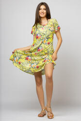 Pierino Rochie A line midi, silky, cu imprimeu floral pe fundal galben S/M