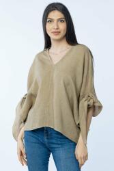 SHOPIKA Bluza de vara cu funde, din in, oversize, camel Talie unica