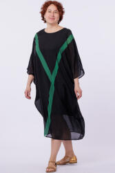 U See Rochie fluture, oversize, neagra, cu Y decorativ verde Talie unica