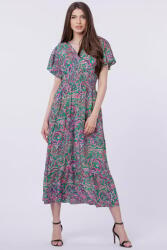 SHOPIKA Rochie cu talia evidentiata si bust petrecut, imprimeu paisley pe fond verde S/M