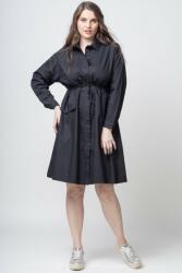 Studio 55 Rochie camasa din poplin satinat, cu siret in talie, neagra Talie unica