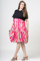 My Pepper Rochie lalea cu bust negru si imprimeu predominant fucsia Talie unica