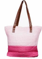 SHOPIKA Geanta shopper bicolora impletita, roz si fucsia