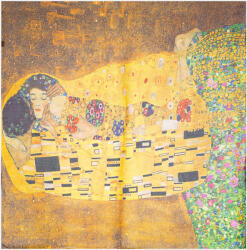 Shopika Esarfa patrata cu doua fate cu reproducere dupa Sarutul lui Klimt Multicolor