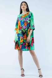 SHOPIKA Rochie midi A-line din vascoza cu imprimeu inimi pe fond verde Talie unica