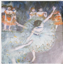 Shopika Esarfa patrata cu o singura fata cu imprimeu inspirat dupa un tablou cu balerine al lui Degas Multicolor