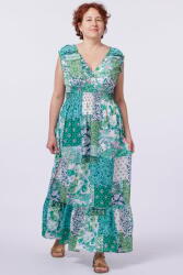SHOPIKA Rochie cu talia evidentiata si bust petrecut, imprimeu floral verde S/M